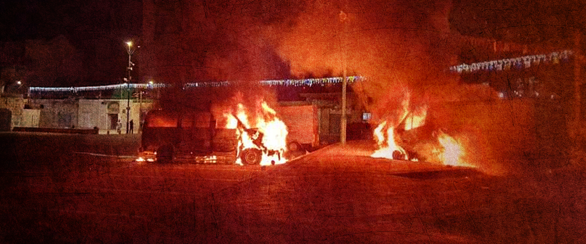 מצב חרום לוד שריפת רכבים ליד מסגד