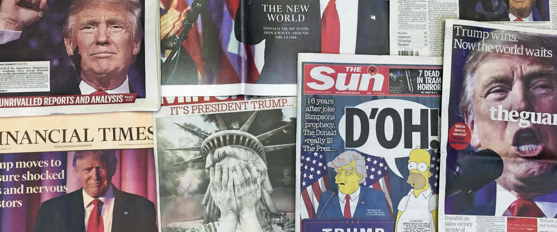 כותרות עיתוני בריטניה לאחר בחירתו של דונלד טראמפ ל